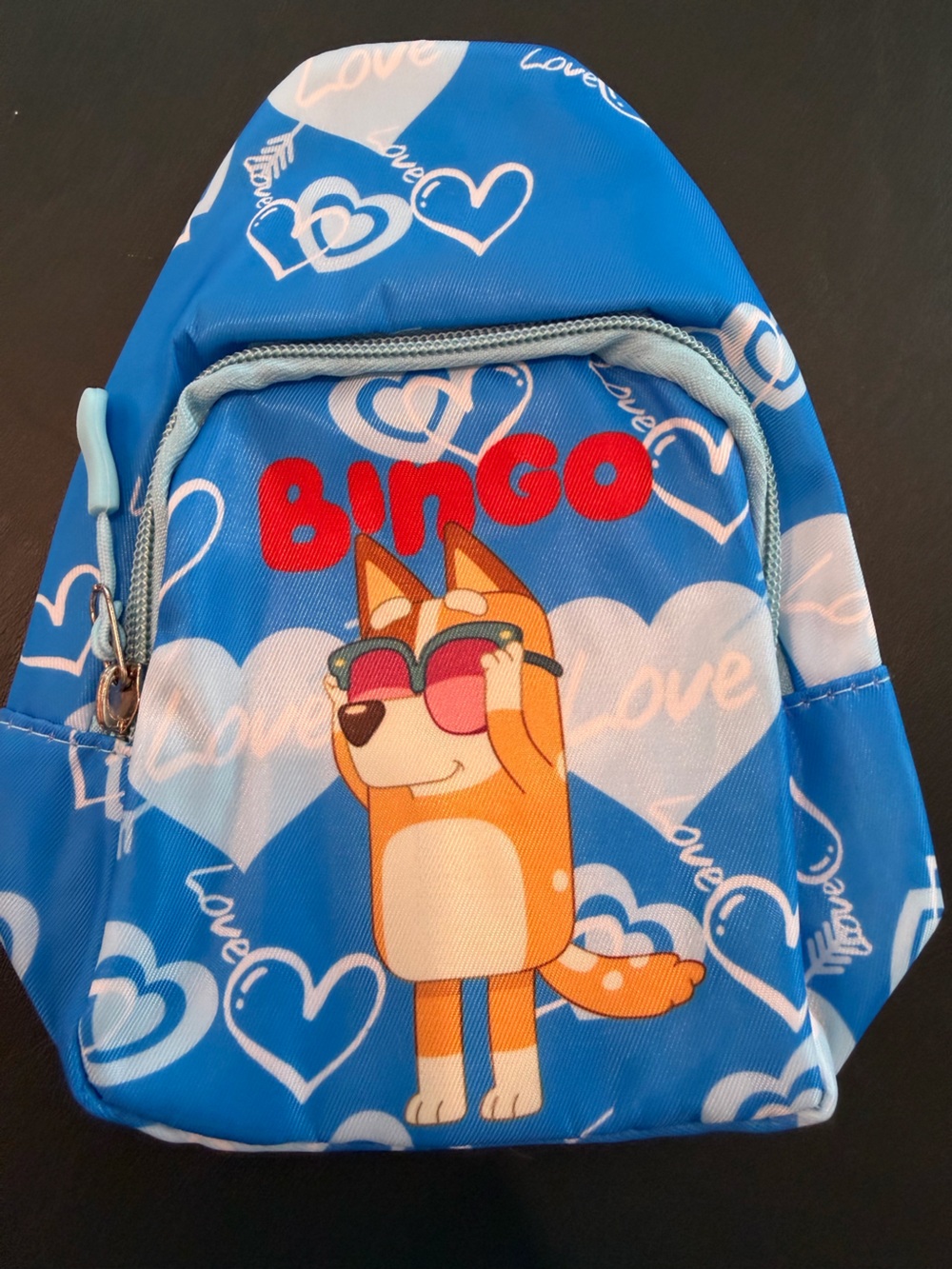 Kids Blue Heart Sling Bag with Cartoon Dog